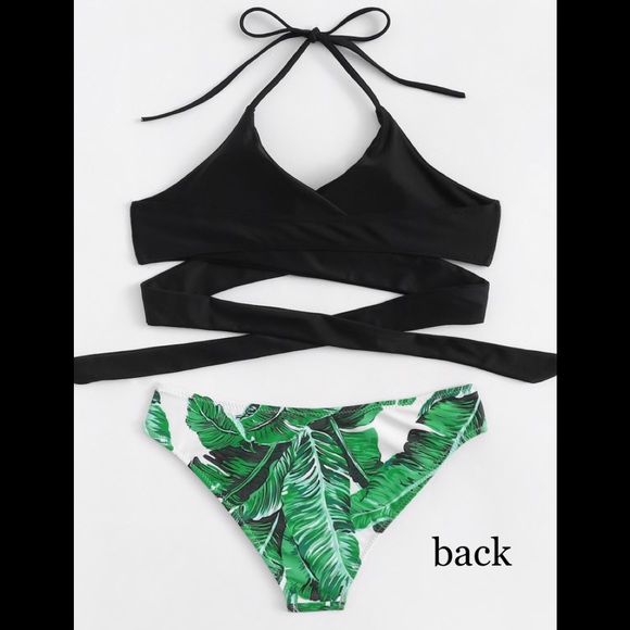 Criss cross tie back tropical print bikini - Picture 5 of 7